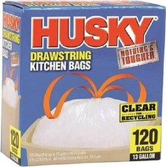 Poly-America (120-Count ) Husky 13 Gallon Nothing’s Tougher Drawstring Clear …