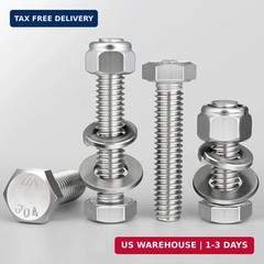 (12 Sets) 1/4-20 x 2 Hex Head Screw Bolt,Lock Nuts,Flat & Lock Washers Kits,304