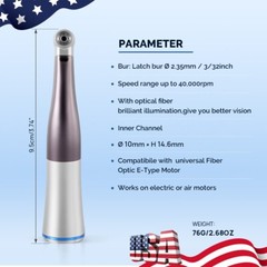 Dental LED Brushless Electric Micro Motor 1:5 Increasing Contra Angle Handpiece