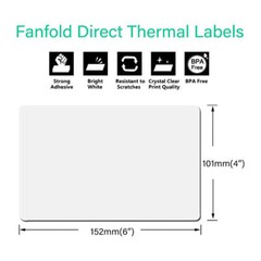 100-5000 4″x6″ Fanfold Direct Thermal Shipping Labels for Zebra & Rollo Printer