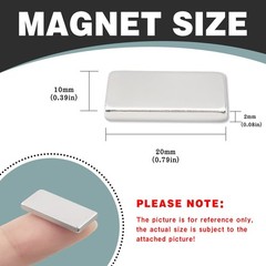 12 Pack Neodymium Bar Magnets, 20x10x2mm Strong Permanent Rectangle Rare Eart…