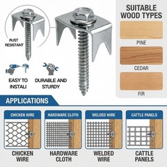 100 Pcs Fence Staples for Wire Fencing, 1.6 Inch Galvanized Steel Fasteners w…