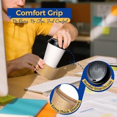 50 Pack 8 oz Eco-Friendly Disposable Coffee Cups with Lids & Sleeves – Leak-P…