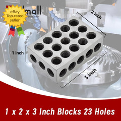 1 X 2 X 3 Inch Blocks Matched Pair Hardened Steel 23 Holes Accuracy