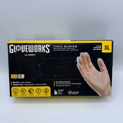 Gloveworks Clear Vinyl Industrial Gloves Box of 100 pcs Size XL 3 Mil Disposable
