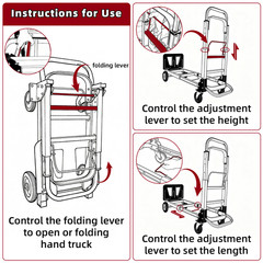 Aluminum Hand Truck 3 in 1 Folding Dolly Cart 400 lbs Capacity Heavy Duty