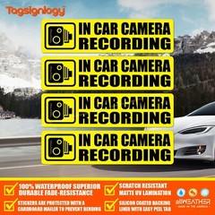 (4 pcs) In Car Camera Recording Stickers Dash Cam Video on Board Bumper Decals