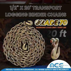 G70 Heavy Duty 5/16″ 3/8″ 1/2″ x 20′ Tow Chain Binder Flatbed Trailer Transport