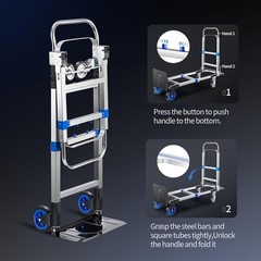 3 in 1 Heavy Duty Aluminum Convertible Hand Truck Folding Dolly Cart 660 lbs