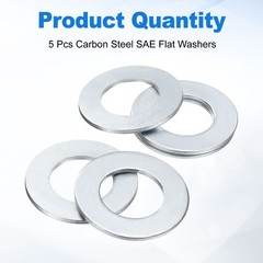 5Pcs 1-1/8″ Carbon Steel SAE Flat Washers 1.26″ x 2.25″ x 0.11″ Silver Tone