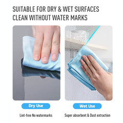 8 Pack of Glass Cleaning Microfiber Cloths 16 x 16 Blue All Purpose Cloth