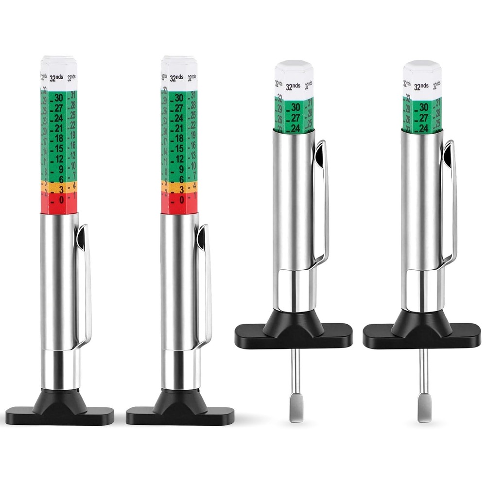 4 Pack Tire Tread Depth Gauge, Color Coded Tire Depth Gauge Tool 32nds