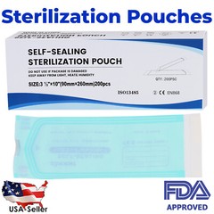 200Pcs/Box Dental Disposable Self-sealing Sterilization Pouches Autoclave 3.5*10