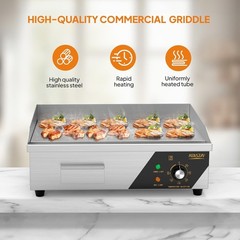 22″ Commercial Electric Countertop Flat Top Griddle, 1600W 110V Electric Griddle