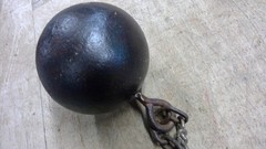 Cast iron ball chain and shackle lock & key 20 pounds stage prop, bachelor party