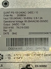 Phoenix Contact Quint Power 100-240V 24VDC 10A QUINT-PS-100-240AC/24DC/10 USED