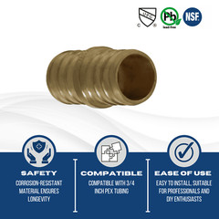 20 Pcs. 3/4″ Pex Coupling – Lead Free Brass 3/4 Inch Crimp Coupling 23-2-4=20