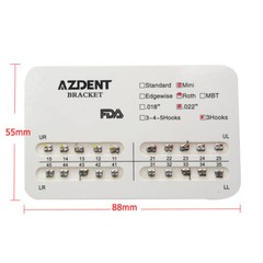 AZDENT Brackets de Ortodoncia Dental Estándar Roth MBT.022/018 con Ganchos 3/345