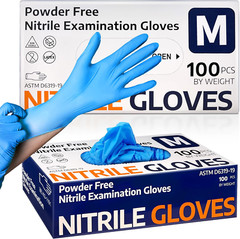 MED -Mil Blue Disposable Medical Gloves Powder-Free Latex-Free, Box of 100 Pcs