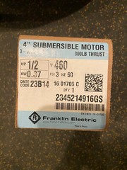Franklin Electric Submersible Pump Motor 1/2hp 460V