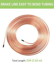 25 Ft. 3/16 OD Copper Nickel Brake Line Tubing Coil and Fitting Kit, 25 Ft of 3/