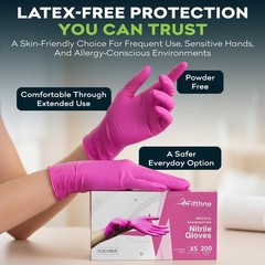 50Pk 3 Mil Pink Nitrile Disposable Gloves Powder Latex Free Medical Exam XSmall