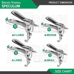 Graves Vaginal Speculum 4 Pcs Set OB/GYN Pelvic Exam Surgical Inst German Grade