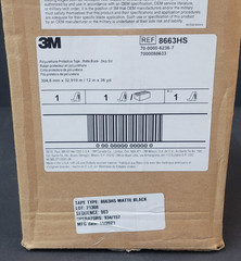 3M 8663HS Polyurethane Protective Tape 12″x36yd Matte Black Skip Slit 18 mil 700