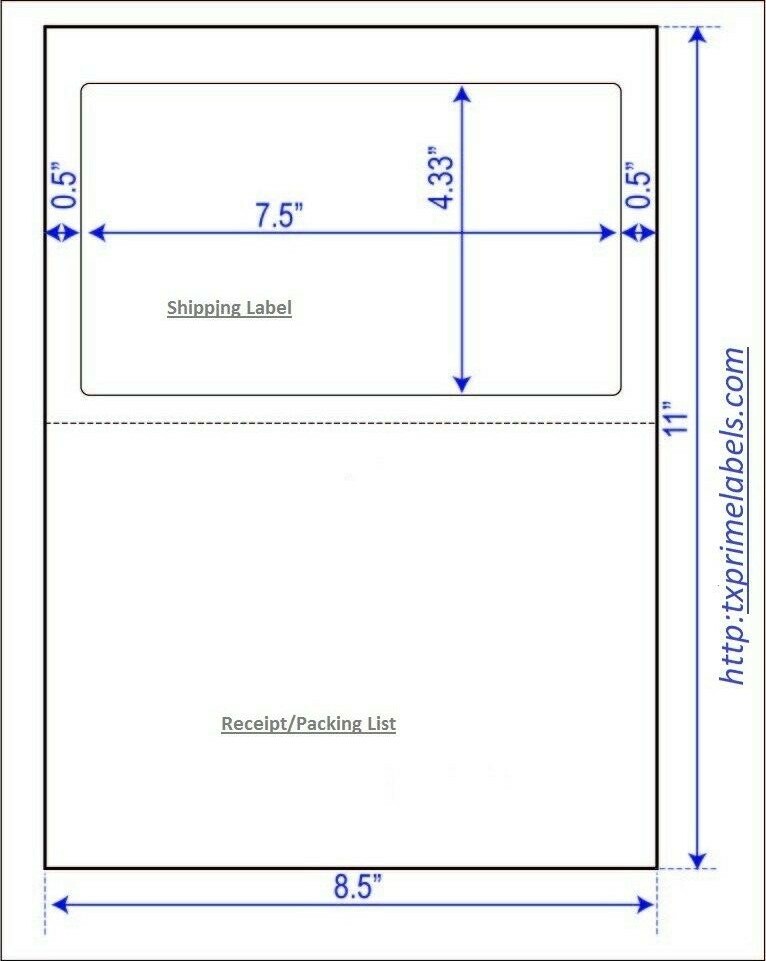 500pcs Half Sheet Shipping Labels w/receipt