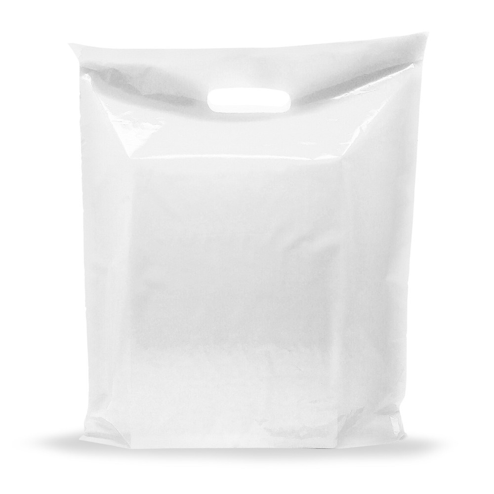 100 Pack 12″ x 15″with 1.5 mil Thick – White Merchandise Plastic Shopping Bags