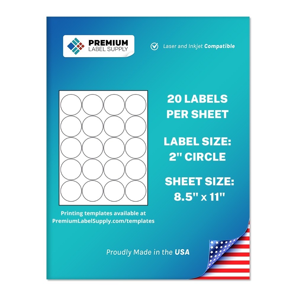 500 Premium 2″ circle stickers / Self Adhesive Labels 20 per sheet