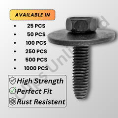 A 12066 M6-1.0 x 25mm Hex Head SEMS Bolt 24mm Washer OD GM 11503982, 25-1000PCS