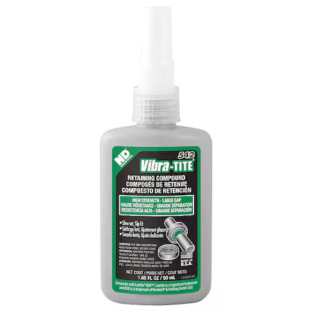 Vibra-Tite 54250 Retaining Compound, 542 Series, Green, Liquid, 50Ml, Bottle
