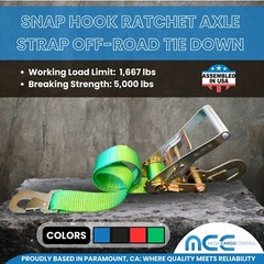 USA 2″ x 8′ Off-Road Ratchet Tie Down Strap Snap Hook Car Auto Hauler Tow Truck