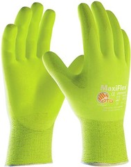 PIP 34-874FY MaxiFlex Ultimate HI VIS Micro Foam Nitrile Grip WORK GLOVES 6 PAIR