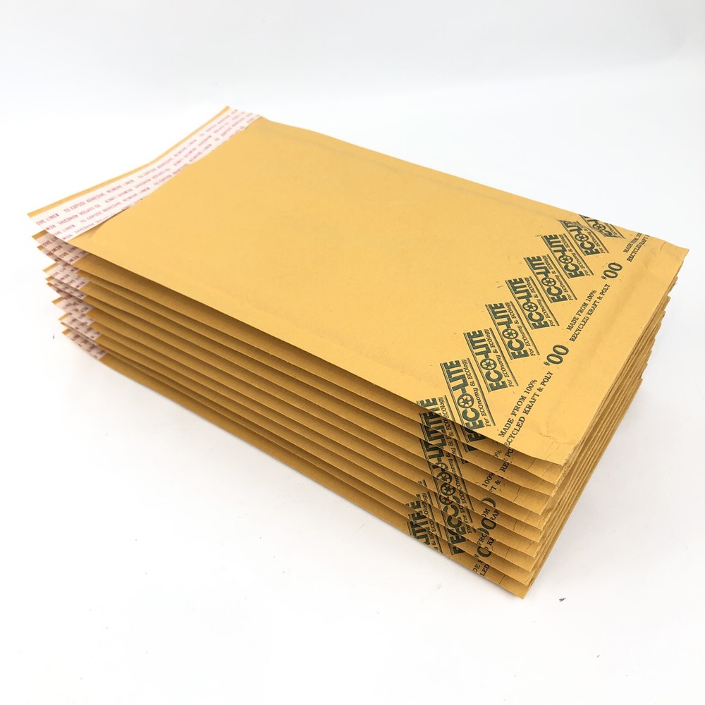 #00 Sports Card Pad Envelope Bubble Mailers 5×10 Ecolite Brand Self Seal 10 Pack