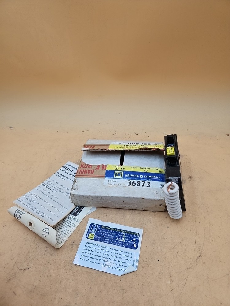 Square D QOB130GFI 1 Pole 30 Amp Type QOB Ground Fault Circuit Breaker