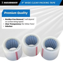 Sandbaggy 4″ Wide Clear Packing Tape Rolls (110 yards) – Poly Shipping Tape