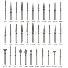 100Size AZDENT Dental Diamond Burs High Speed Handpiece Friction Grip 5Pc/Box