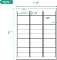 1″x2 5/8″ Address Shipping Labels Blank Mailing Stickers 30 Up for Laser/Inkjet
