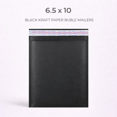 Kraft-Air Black Kraft Paper Bubble Mailers 6.5×10 (Inside 6.5×9) Peel & Seal