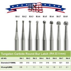 Dental Round Latch Carbide Bur RA 1 2 3 4 5 6 7 8 Midwest For Slow Low Speed ty