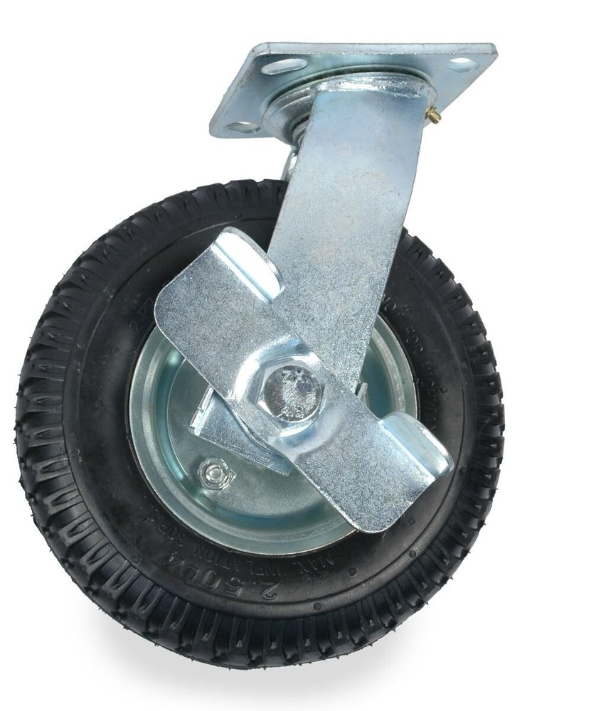 4Pcs 10″ Flat-Free Wheel 2 Rigid + 2 Swivel Cart Caster Black Durable