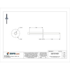 Blind Rivet, 3/16 In Dia., 25 Pk, 10965Pk