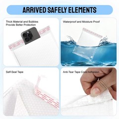100PCS White 7″x9″ Poly Bubble Mailers Padded Envelopes Packaging Bubble Pak
