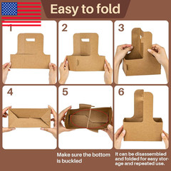 MAQIHAN 2 Cup Drink Carrier with Handle – 12Pcs Disposable Paper Cardboard Coffe