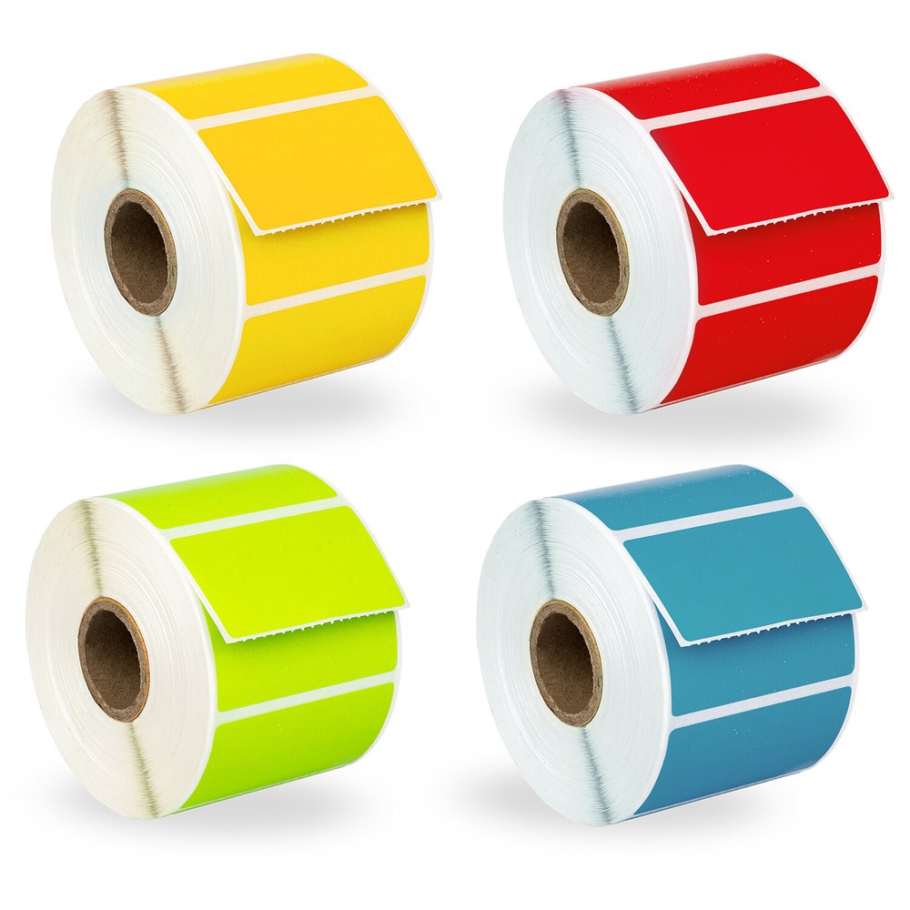 ZEBRA 2.25 x 1.25 Direct Thermal Labels RED BLUE YELLOW GREEN – 20 Rolls, 5 Each