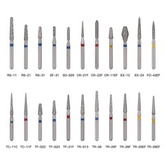 Dental Diamond FG Burs for High Speed Handpiece Friction Grip 1.6mm 100 Types