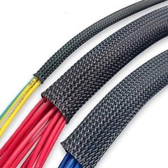 ALL SIZES 1 FT – 100 FT Black Expandable Wire Cable Sleeving Braided Tubing LOT
