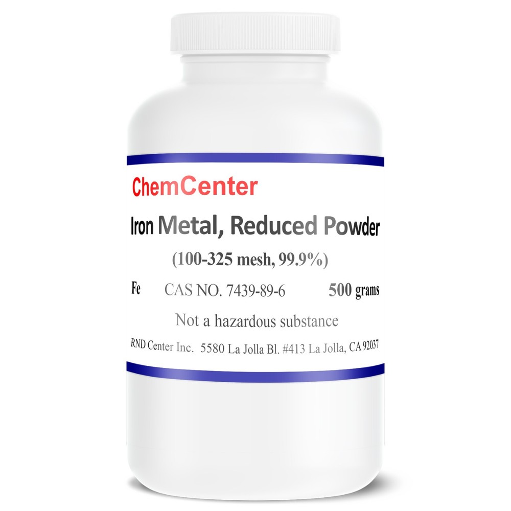 Iron Metal, Ultra Pure powder, 99.9%, 100-325 mesh, 500 grams